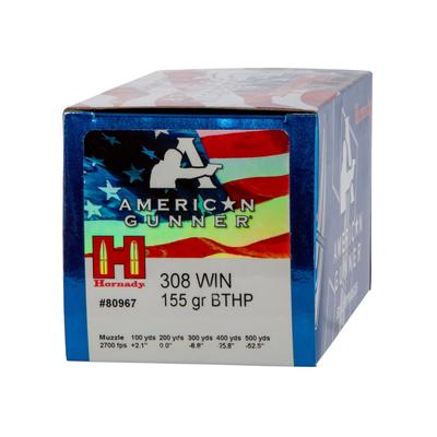 hornady bthp american gunner 308 win 155gr 80967