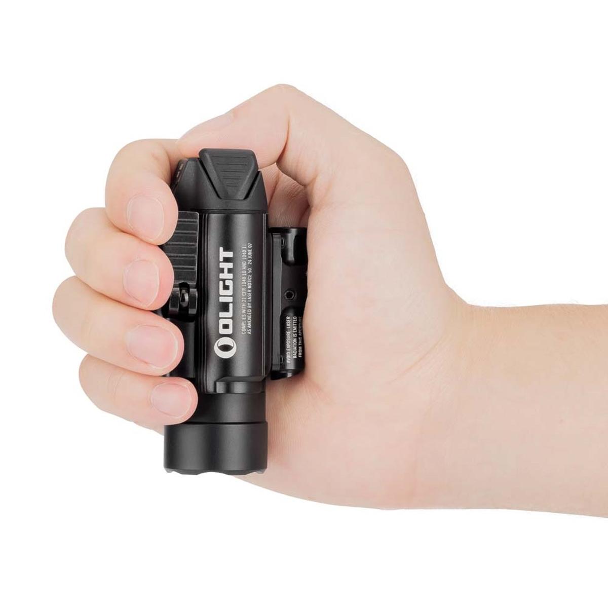 olight latarka pistoletowa z zielonym celownikiem laserowym baldr pro 1350 lumenow czarna