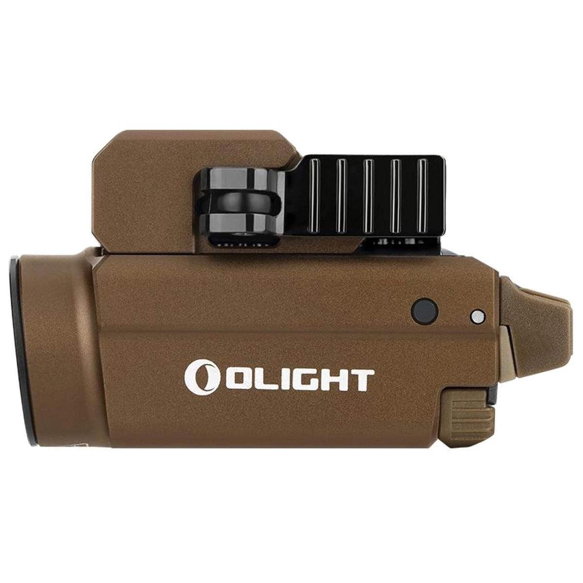 olight latarka pistoletowa z niebieskim celownikiem laserowym baldr s cool white 800 lumenow desert tan