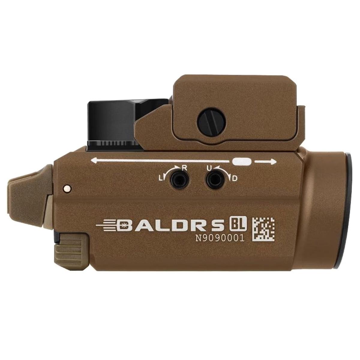 olight latarka pistoletowa z niebieskim celownikiem laserowym baldr s cool white 800 lumenow desert tan