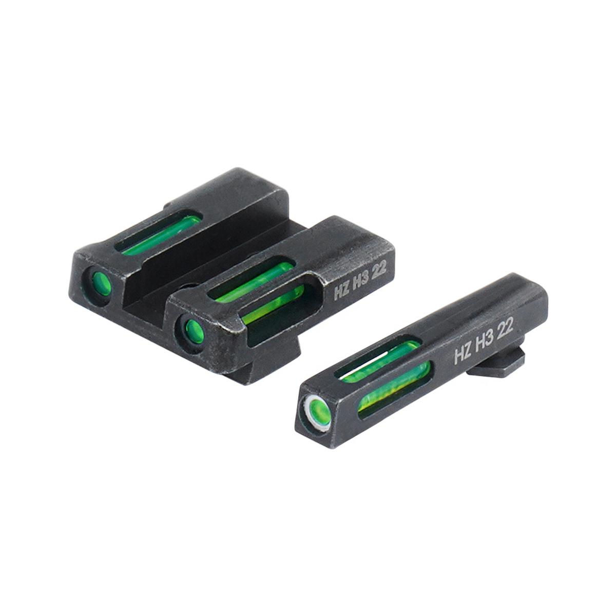hiviz trytowo swiatlowodowe przyrzady celownicze litewave h3 glock zielone biala obwodka gln325