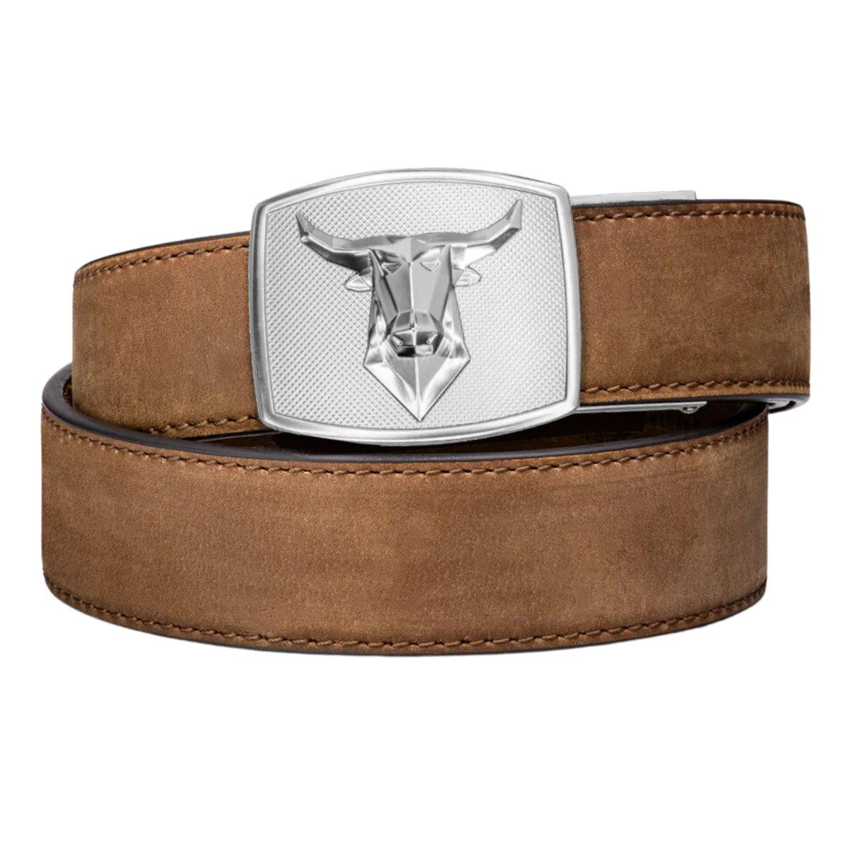 kore pas essentials bull buckle brown buffalo leather gun belt