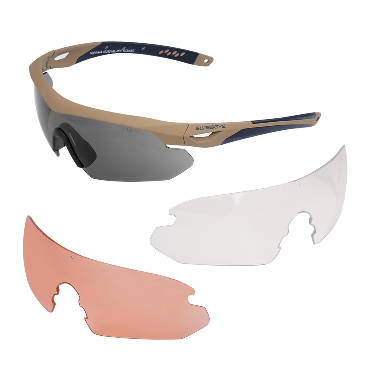 swiss eye okulary balistyczne nighthawk z zestawem wizjerow coyote 40292
