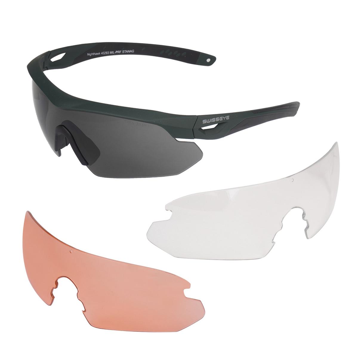 swiss eye okulary balistyczne nighthawk z zestawem wizjerow rubber green 40293