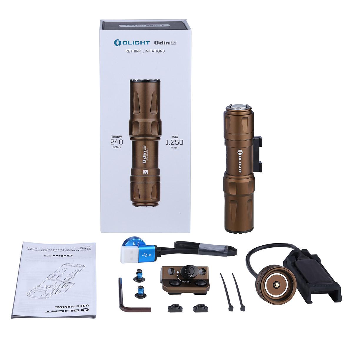 olight latarka do broni dlugiej odin mini z montazem 1250 lumenow desert tan
