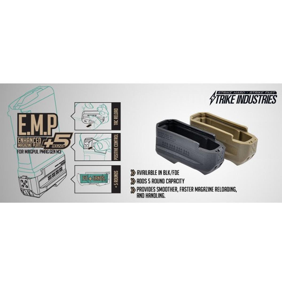 strike industries stopka magazynka enhanced magazine plate 5 pmag m3 czarny si emp 5 fde