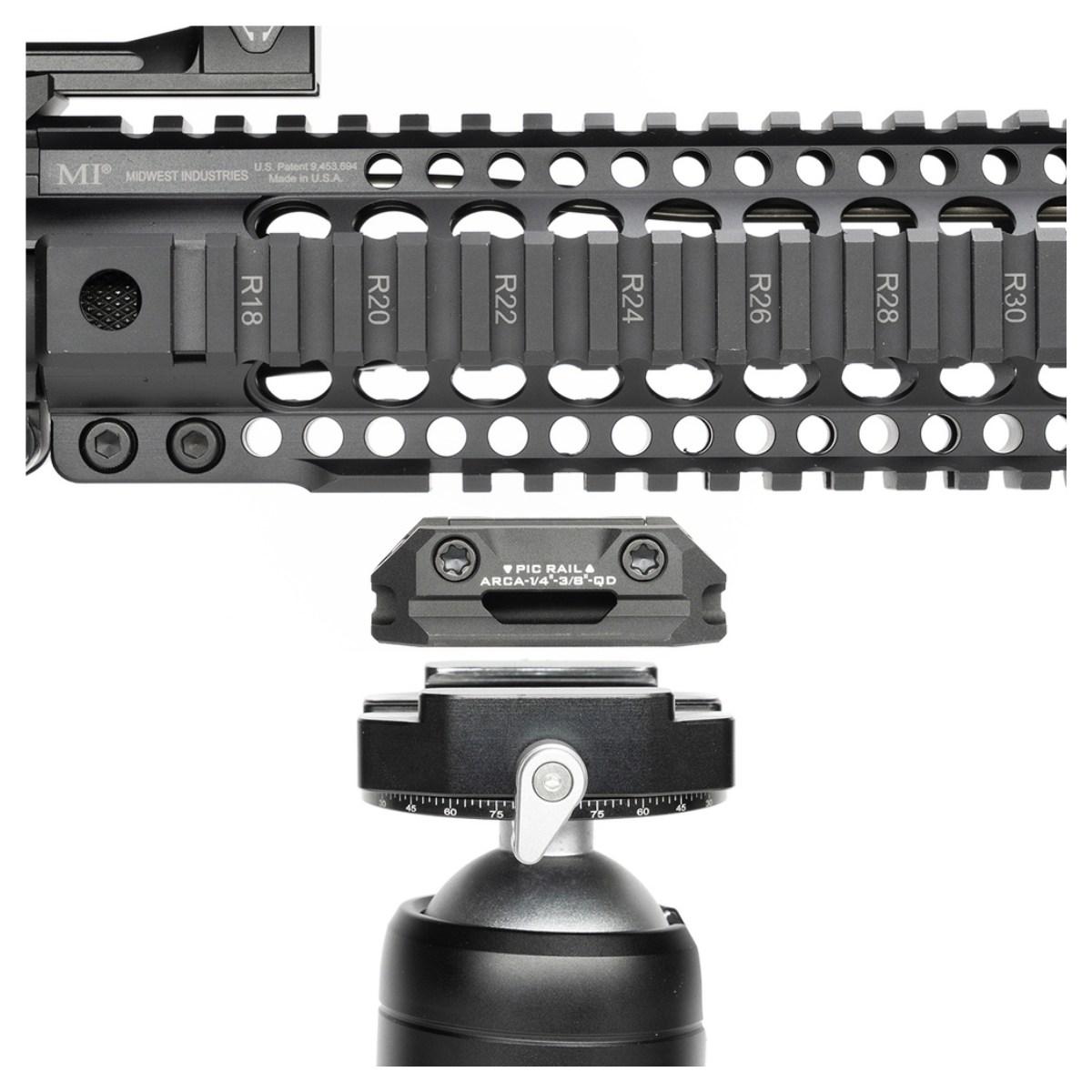 strike industries adapter dla picatinny arca oraz 1 4 i 3 8 qd sling si arca tri pada bk