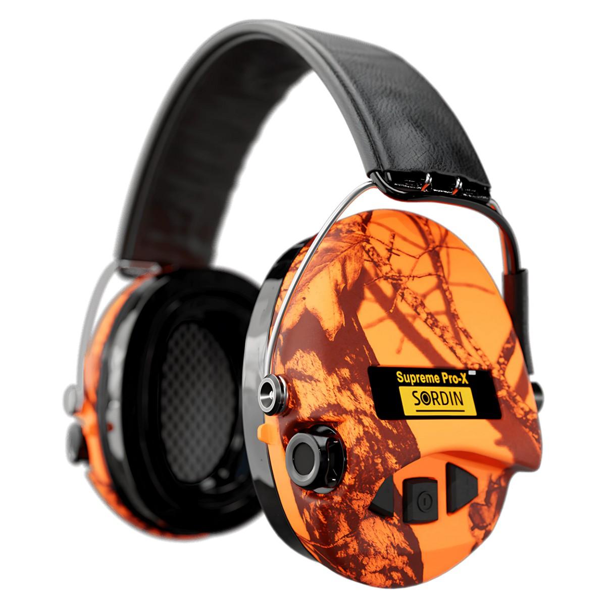sordin sluchawki aktywne supreme pro x led czarna skorzana opaska wkl zelowe pomaranczowe mossyoak sor75302 x 09 s
