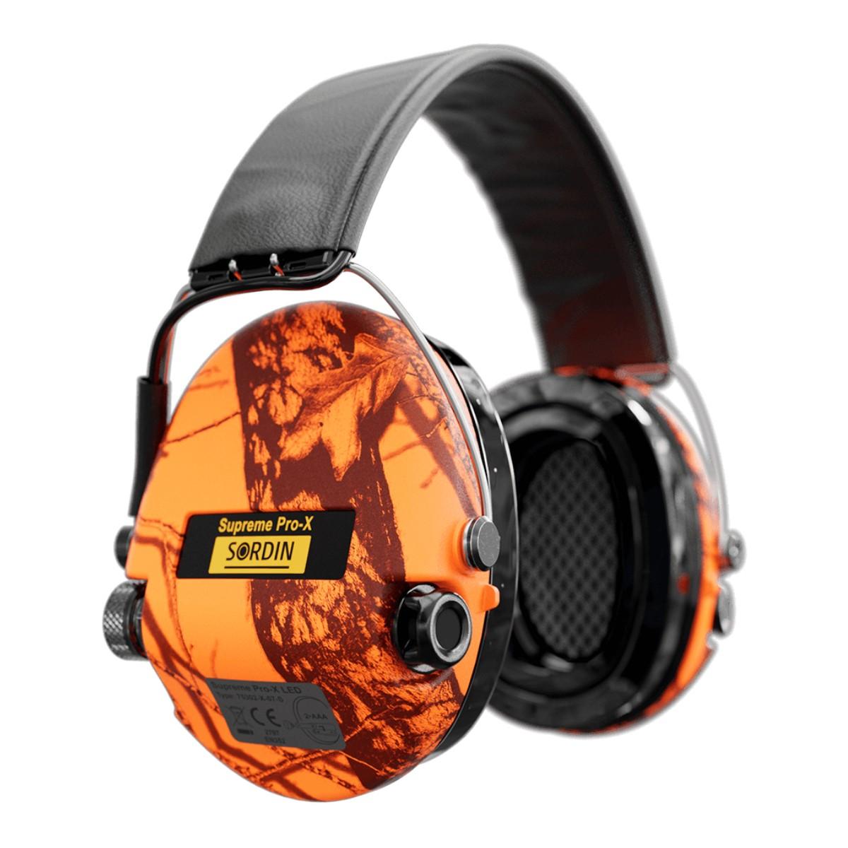 sordin sluchawki aktywne supreme pro x led czarna skorzana opaska wkl zelowe pomaranczowe mossyoak sor75302 x 09 s