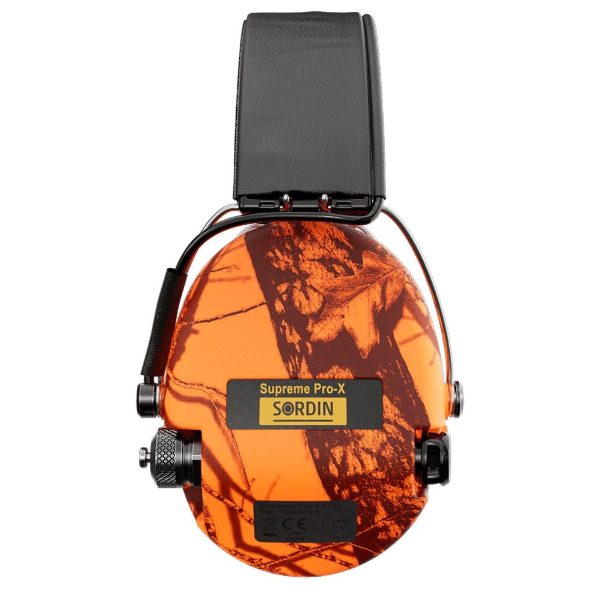 sordin sluchawki aktywne supreme pro x led czarna skorzana opaska wkl zelowe pomaranczowe mossyoak sor75302 x 09 s