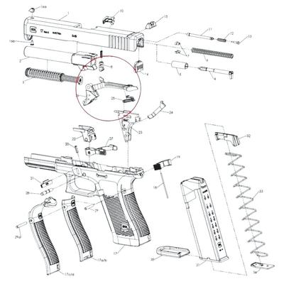 glock szyna spustowa spust 17 19 45 19x gen 5 39702