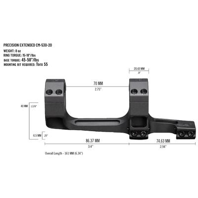 vortex montaz precision extended 30 mm 20 moa cm 530 20