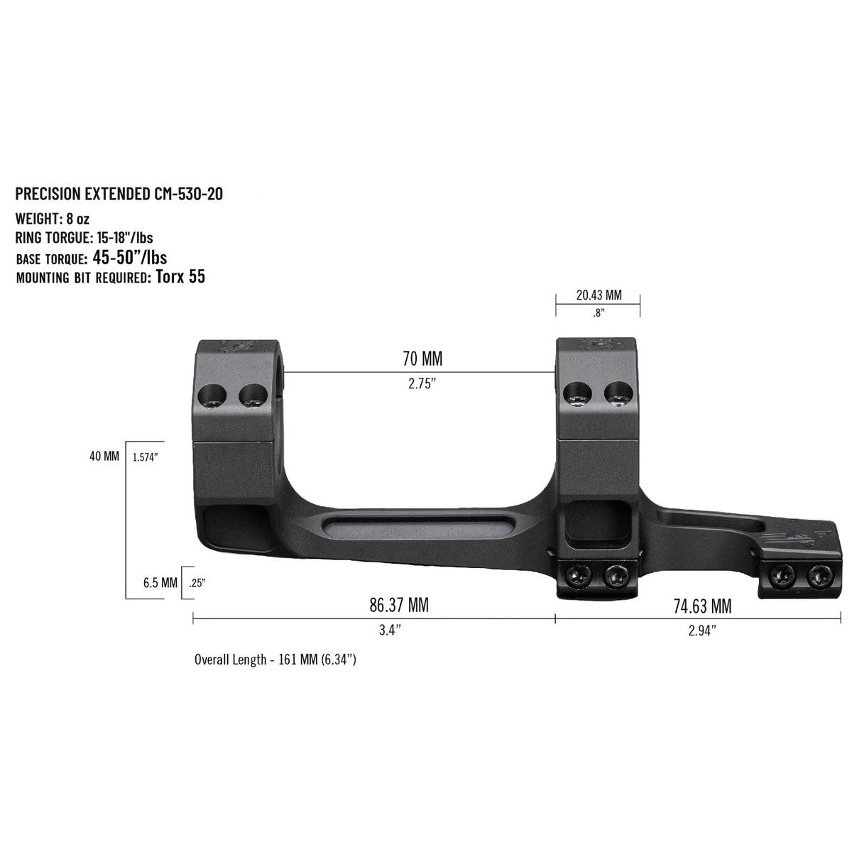 vortex montaz precision extended 30 mm 20 moa cm 530 20