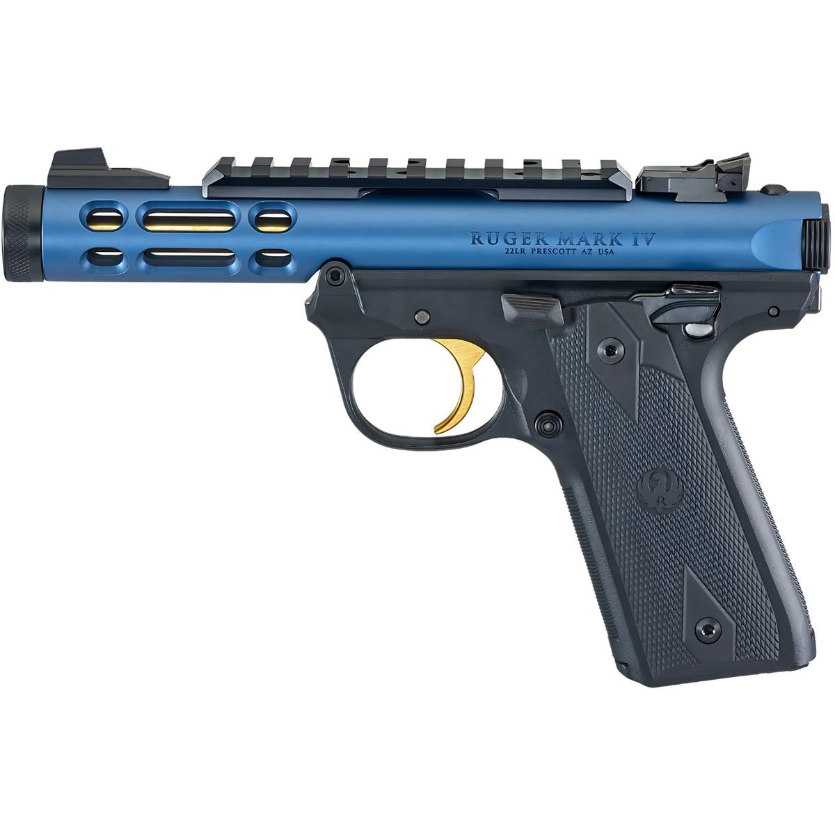 ruger mark iv 22 45 lite blue gold 43932