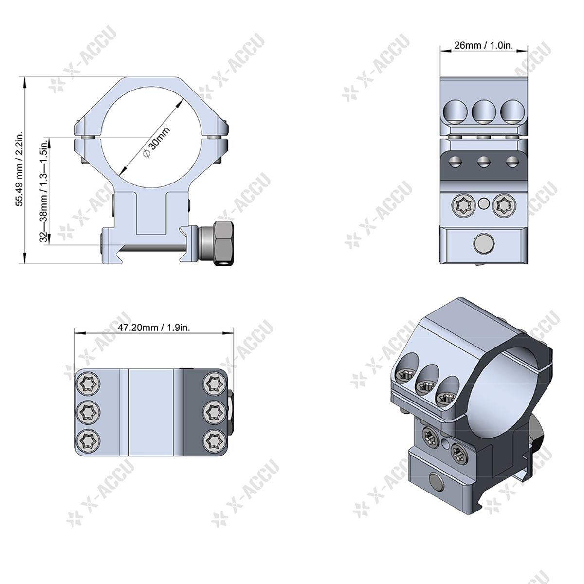 vector optics montaz do lunety dwuczesciowy x accu regulowany 30 mm picatinny xasr 3040