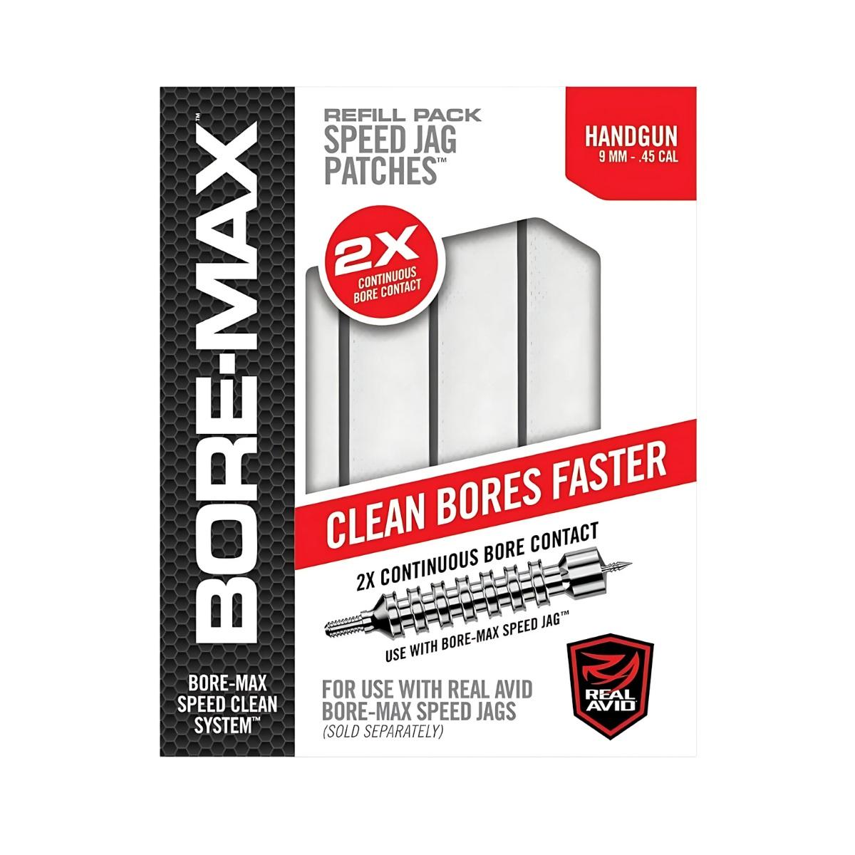 real avid zestaw przecierakow do broni bore max speed jag patches 4 l 9 mm 45 250 szt avbmpatch4l