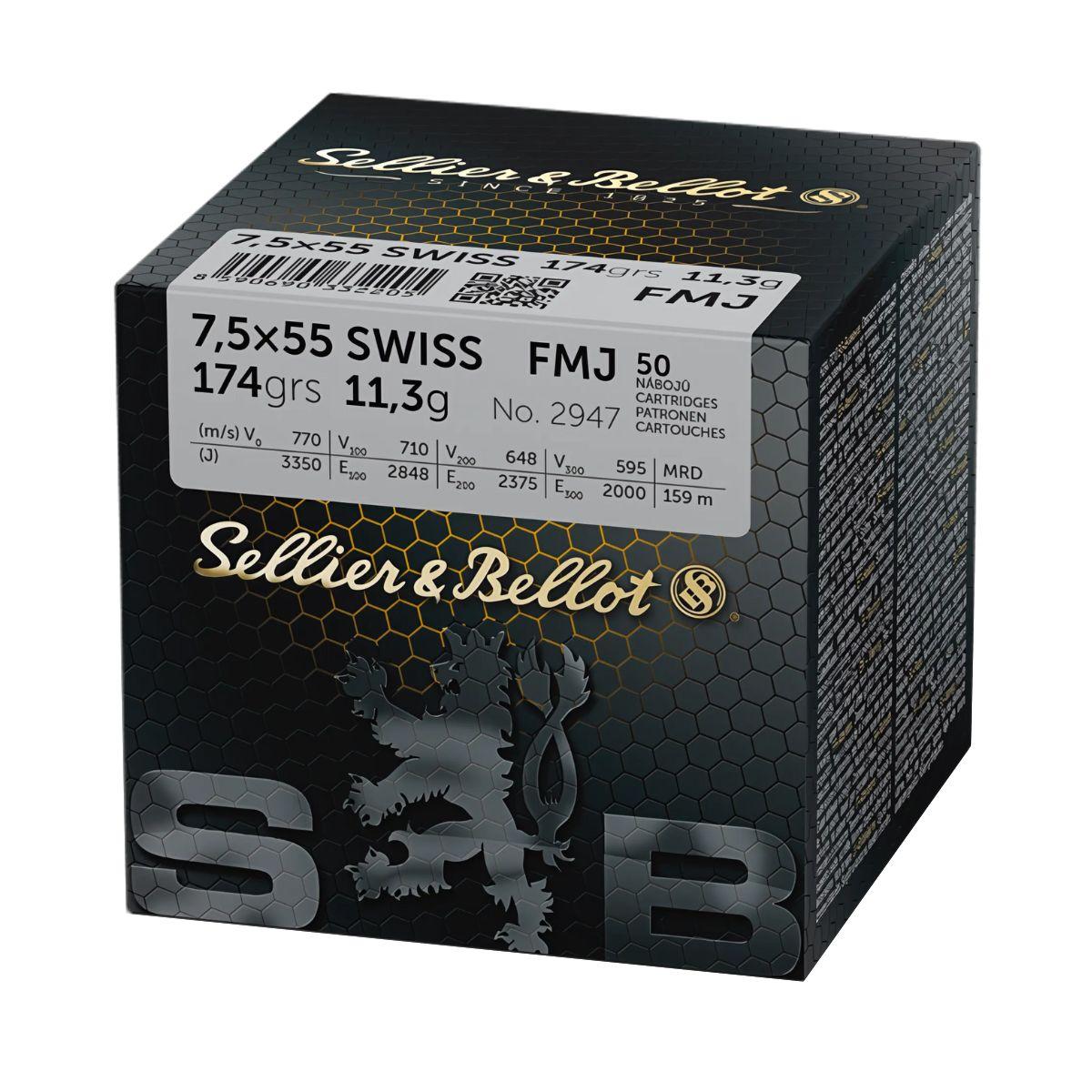 amunicja 7 5x55 swiss sellier bellot 174gr 11 3g fmj adr 1 4s un0012 op 50szt