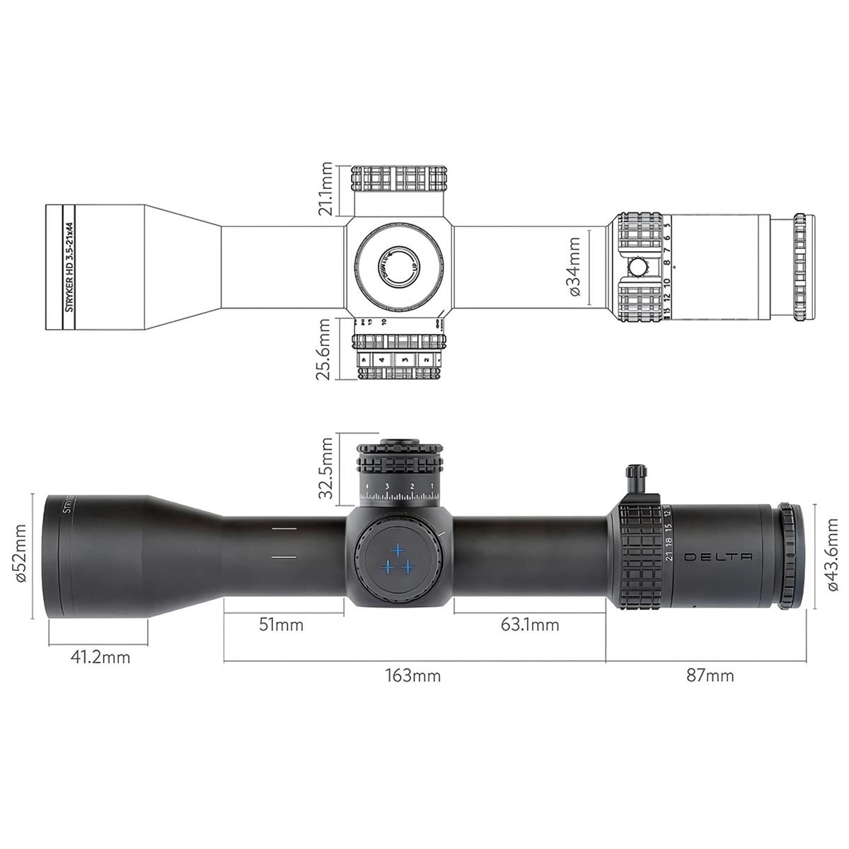 delta optical luneta celowniczna stryker hd 3 5 21x44 ffp dprc 1 mrad do 2524