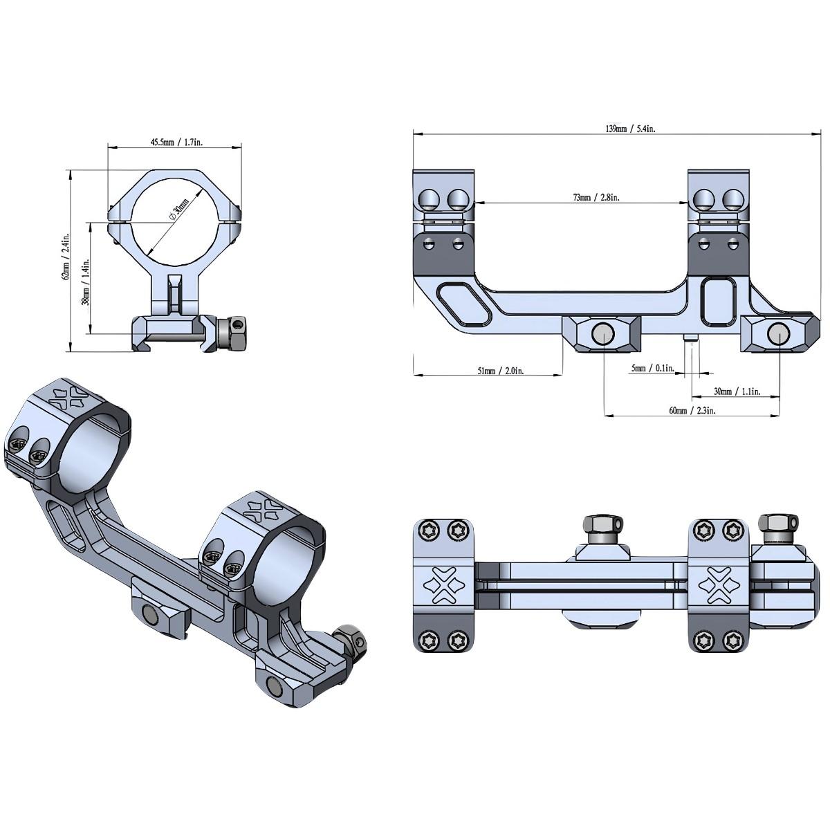 vector optics montaz do lunety jednoczesciowy extended ar mount xasr 3032