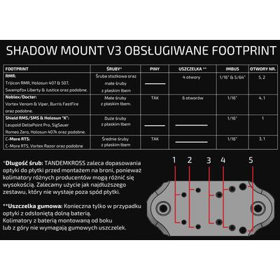 tandemkross shadow mount v3 0 uniwersalna plytka pod kolimator ruger mk i ii iii iv czarna tk26n0510blk1