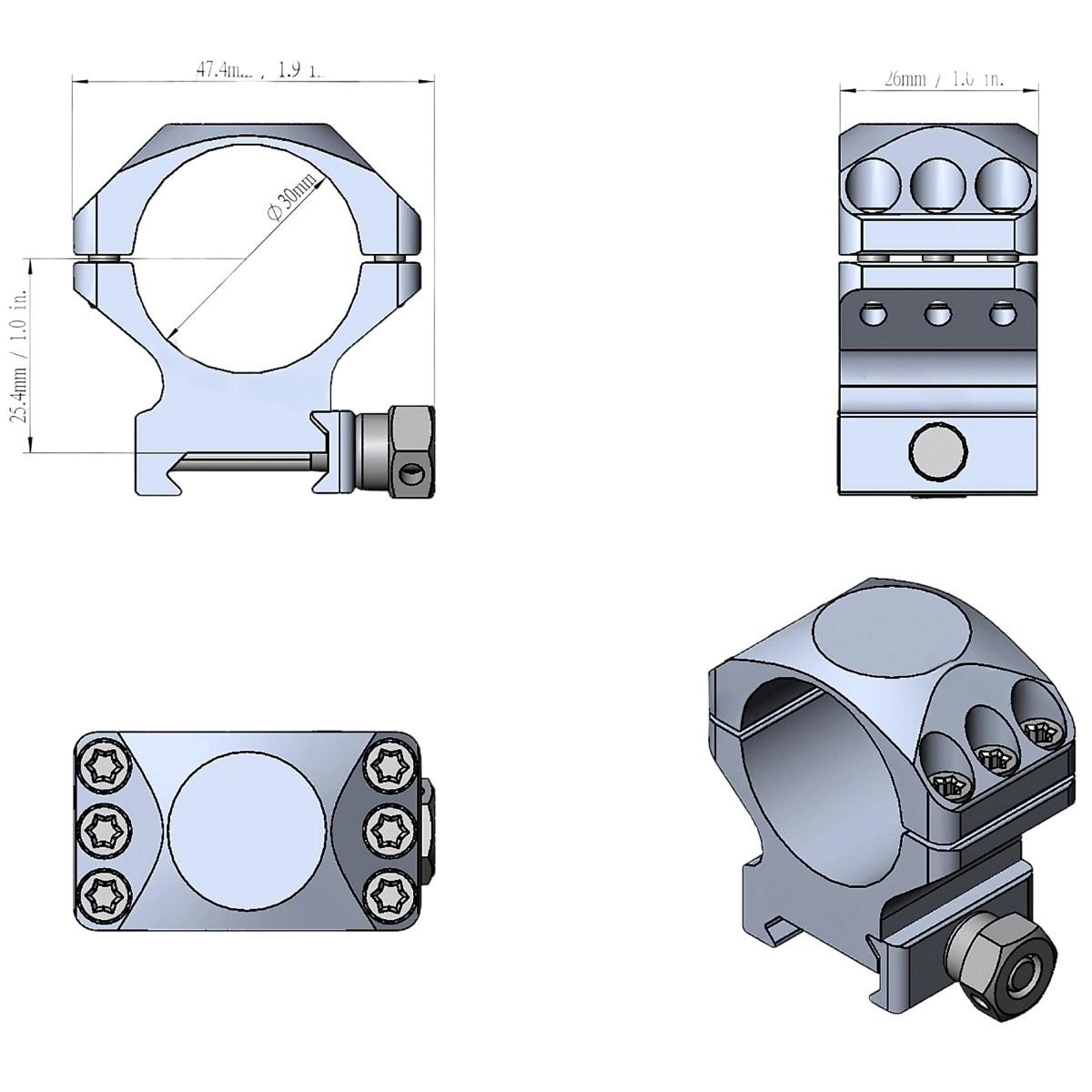 vector optics montaz dwuczesciowy x accu niski 30 mm picatinny xasr 3001
