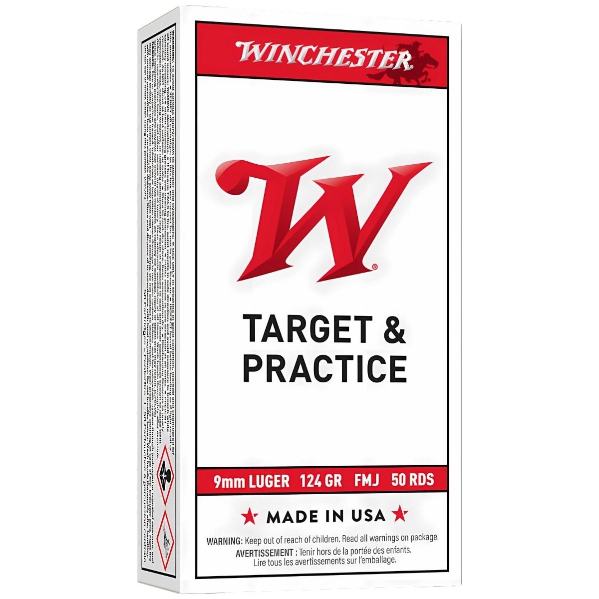 winchester fmj target practice 9x19 124gr 8g w9mm12450