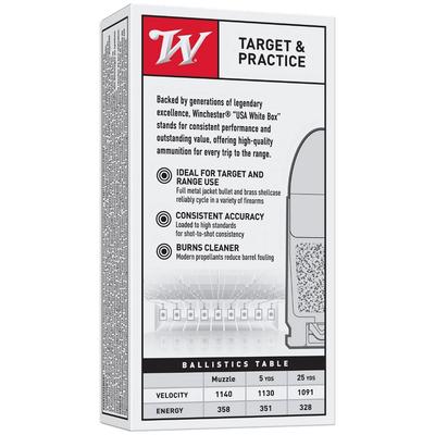 winchester fmj target practice 9x19 124gr 8g w9mm12450