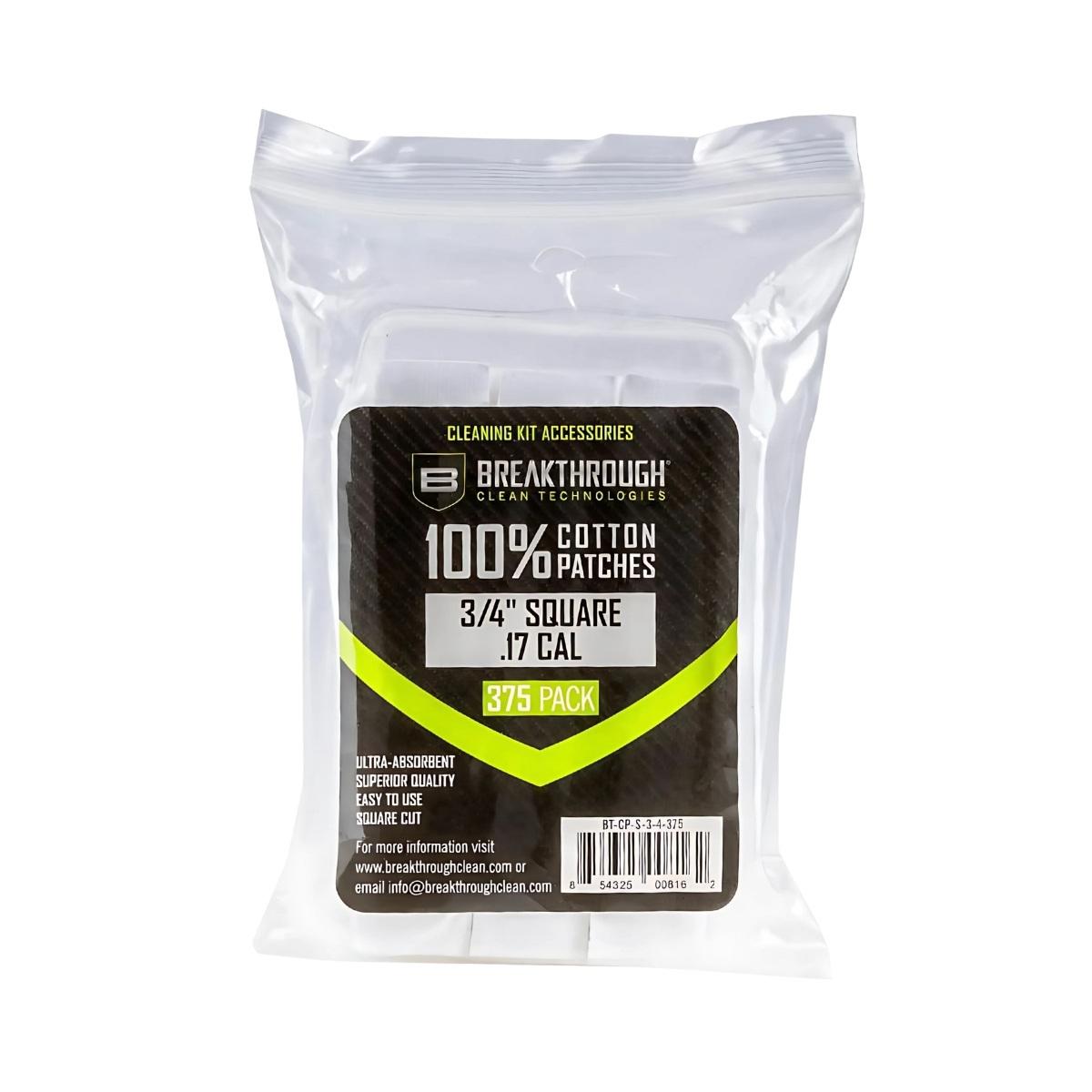breakthrough szmatki bawelniane do wyciorow clean 0 75 kaliber 17 pakowane po 375 sztuk