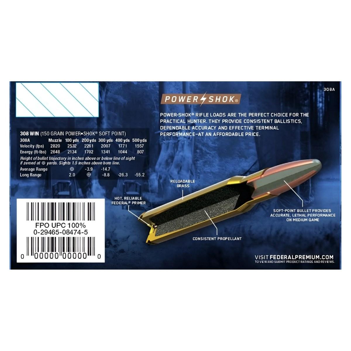 federal 308 win power shok 150gr