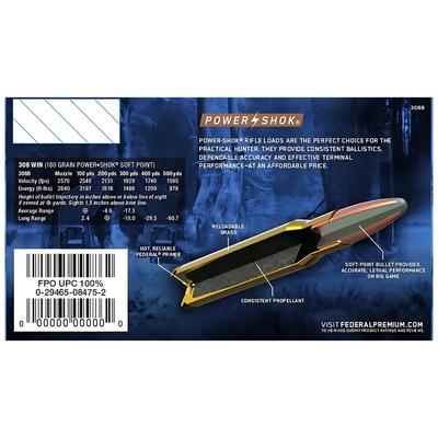 federal 308 win power shok sp 180gr