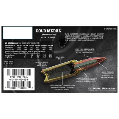 federal gold medal berger 6 5 creedmoor 130gr 8 4g
