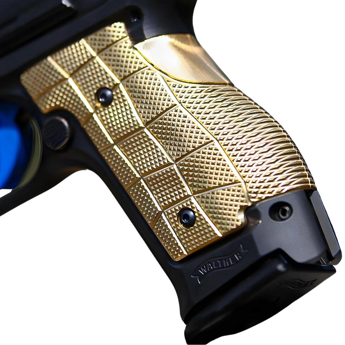 lok grips okladziny chwytu gridlok brass do walther q series sf