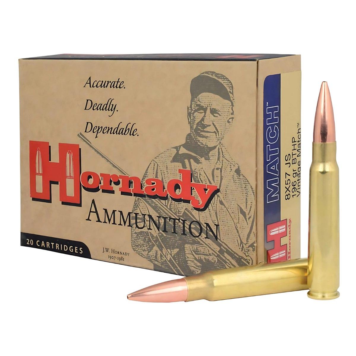 hornady 8x57 js vintage match bthp 196gr 12 7g 82298