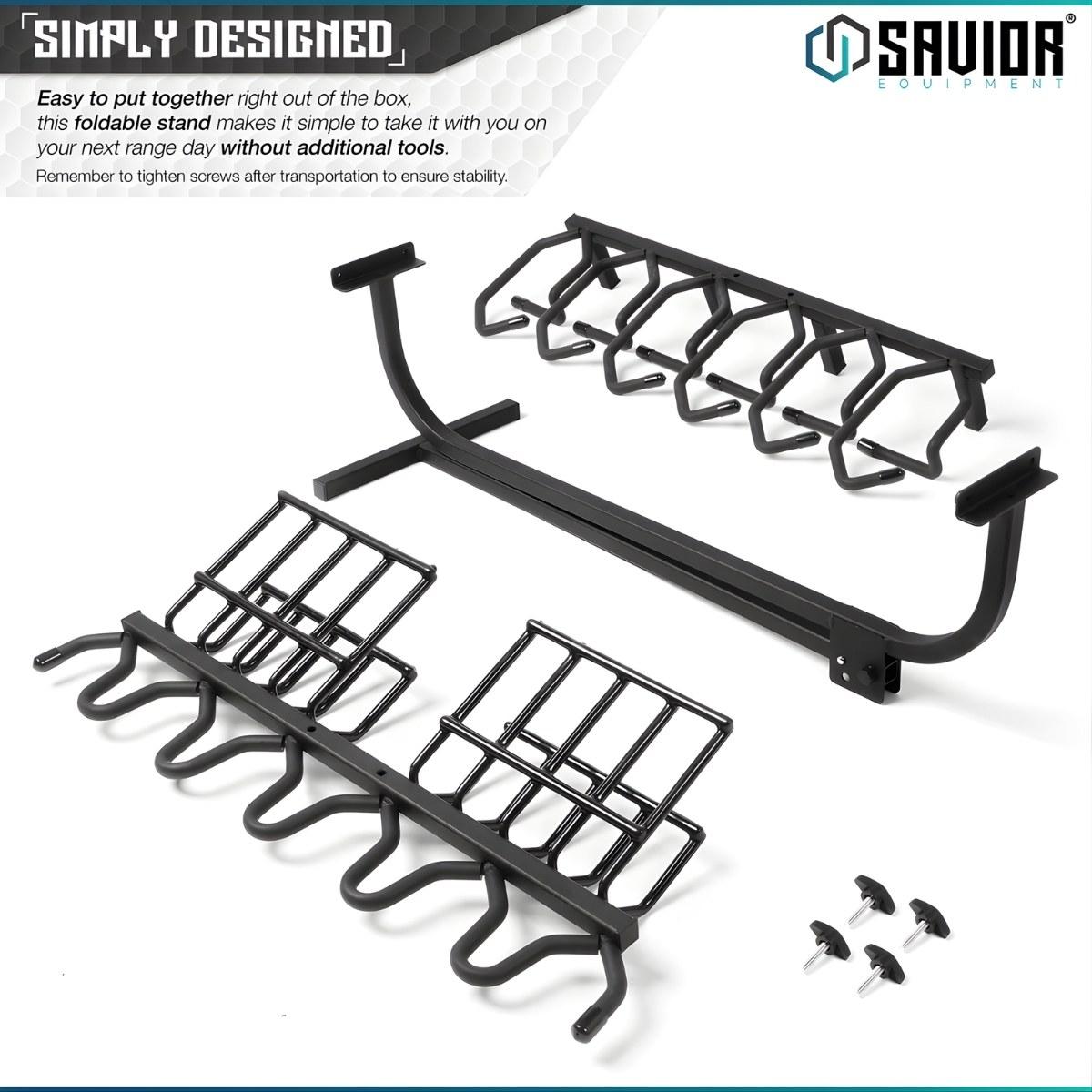 savior skladany stojak na bron 6 x karabinek 8 x pistolet portable firearm rack stand czarny rk rif6 st bk