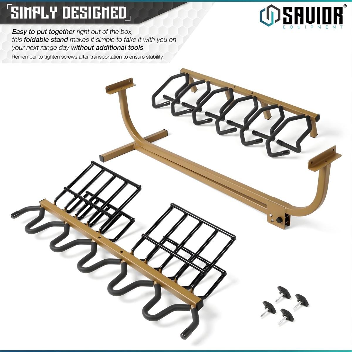 savior skladany stojak na bron 6 x karabinek 8 x pistolet portable firearm rack stand tan rk rif6 st tn
