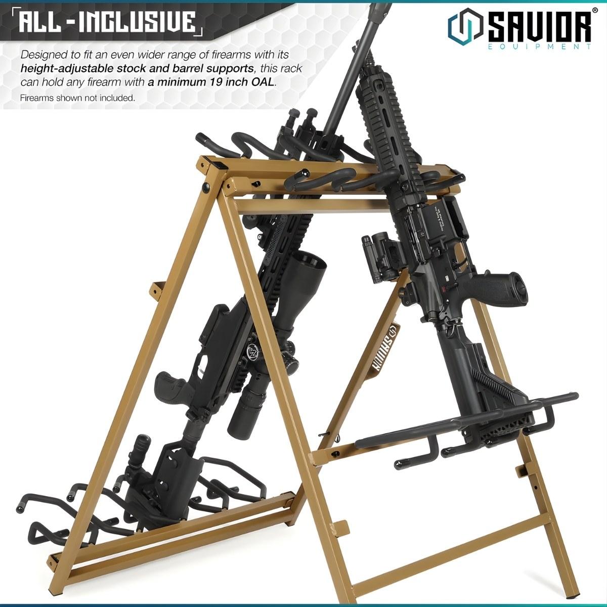 savior skladany stojak na bron dluga 9 slotow portable sbr rack stand tan rk sbr9 st tn