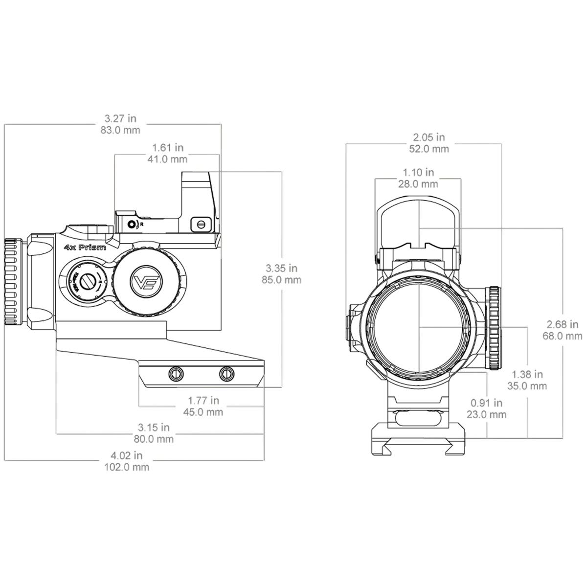 vector optics celownik paragon 4x24 mini prism z kolimatorem frenzy 1x17x24 vogp 01