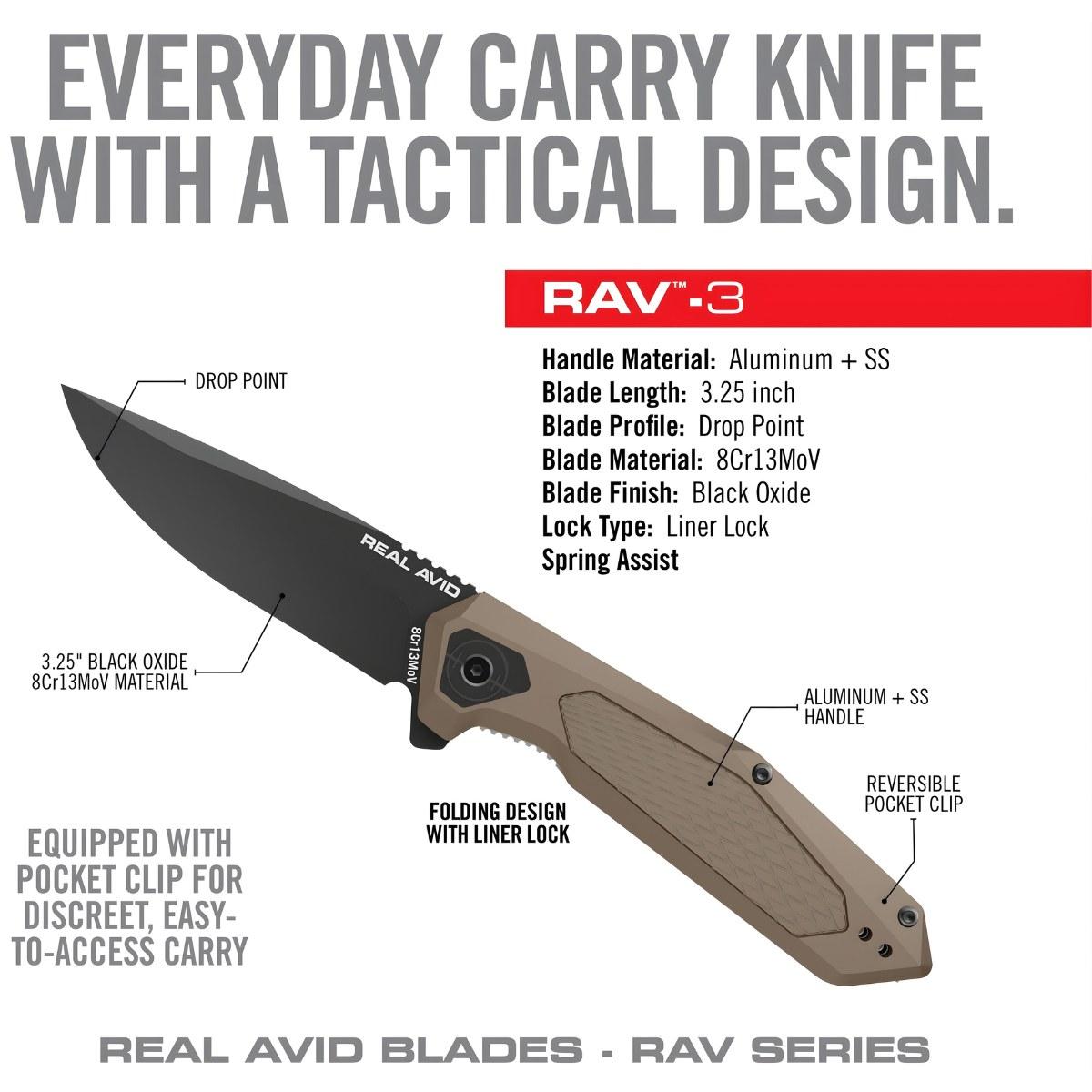 real avid noz skladany edc rav 3 aluminium brazowy avrav3