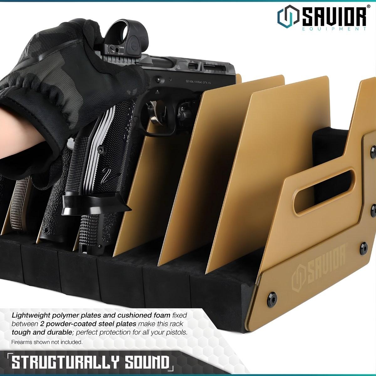 savior przenosny stojak na pistolety 6 szt mobile pistol storage rack tan rk hand xsix tn