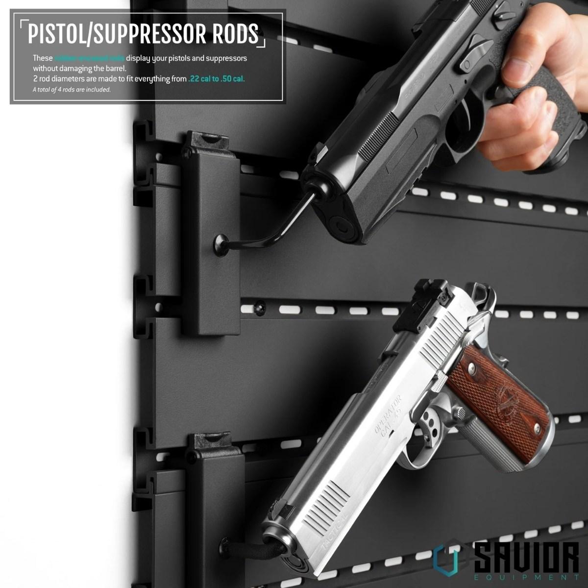 savior regulowany uchwyt x 2 na bron krotka lub tlumiki wall rack system adjustable pistol suppressor rod black wrs acc adsu 2p
