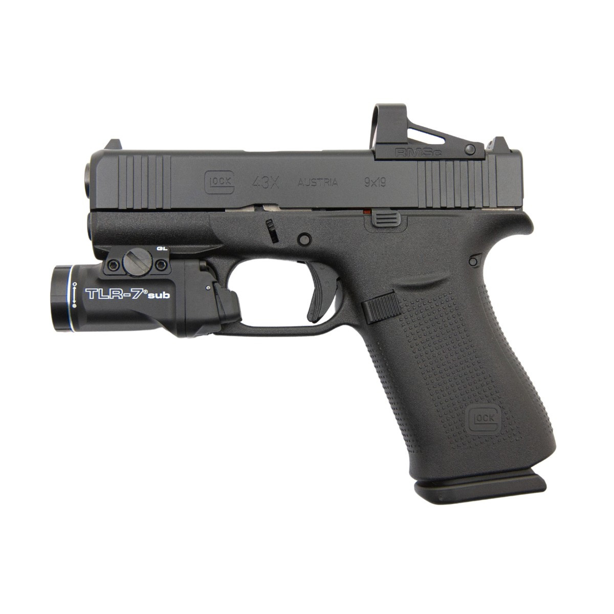 Glock 43x Combo z kolimatorem Shield RMSc i latarką Streamlight TLR-7